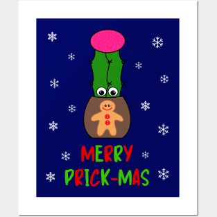 Merry Prick Mas - Hybrid Cactus In Gingerbread Man Pot Posters and Art